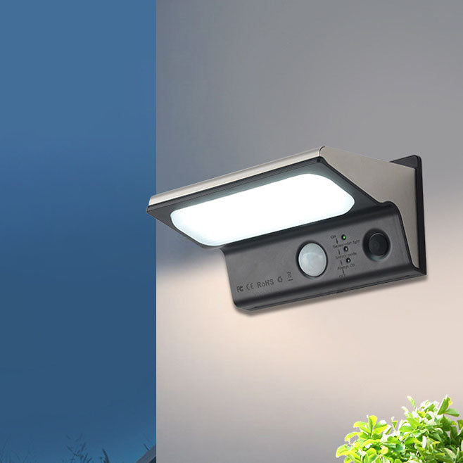 Modern Minimalist PC ABS Stainless Steel Outdoor Solar Intelligent Human Sensor Waterproof LED Wall Sconce Lamp For Outdoor