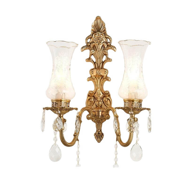Traditional French Crystal Candelabra Brass 1/2 Light Wall Sconce Lamp