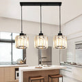 Modern Luxury Cylindrical Jar Iron Crystal 3-Light Chandelier For  Dining Room
