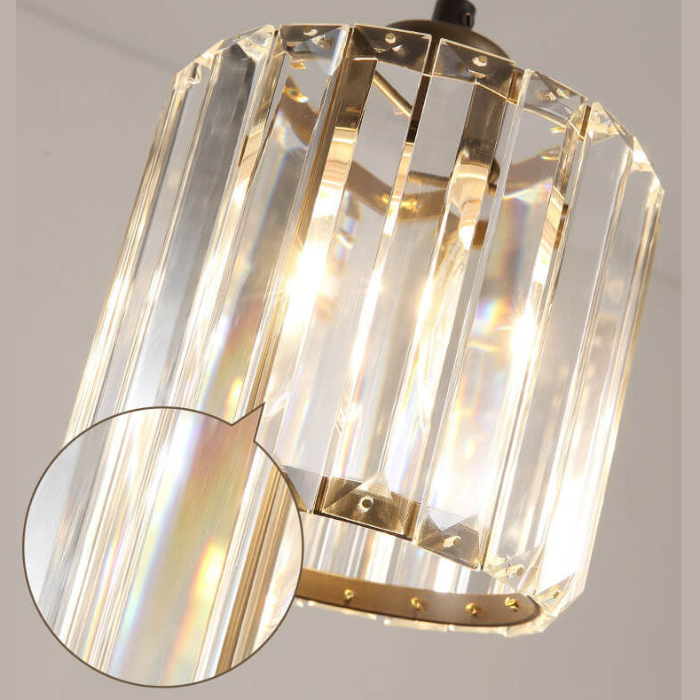 Modern Luxury Round Iron Crystal 3-Light Cylindrical Jar Chandelier For Living Room