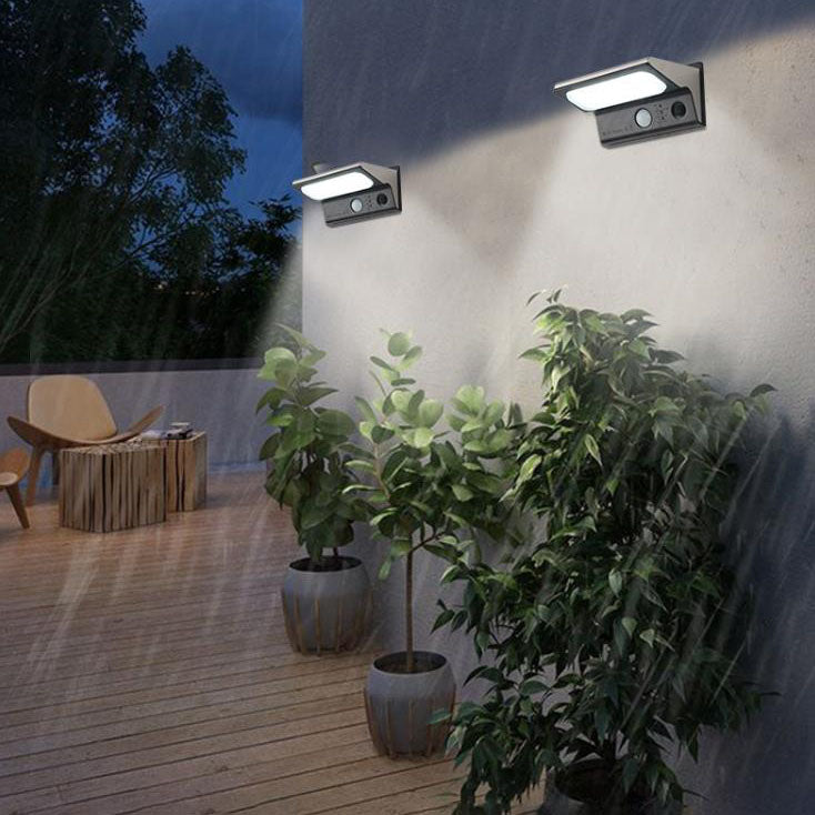 Modern Minimalist PC ABS Stainless Steel Outdoor Solar Intelligent Human Sensor Waterproof LED Wall Sconce Lamp For Outdoor
