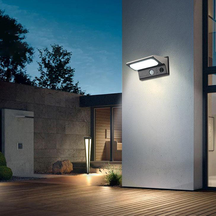 Modern Minimalist PC ABS Stainless Steel Outdoor Solar Intelligent Human Sensor Waterproof LED Wall Sconce Lamp For Outdoor
