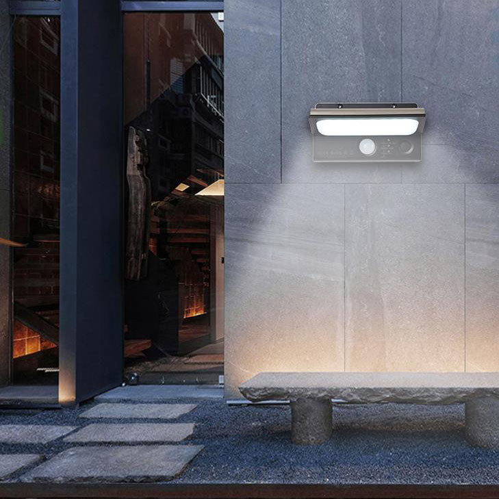 Modern Minimalist PC ABS Stainless Steel Outdoor Solar Intelligent Human Sensor Waterproof LED Wall Sconce Lamp For Outdoor