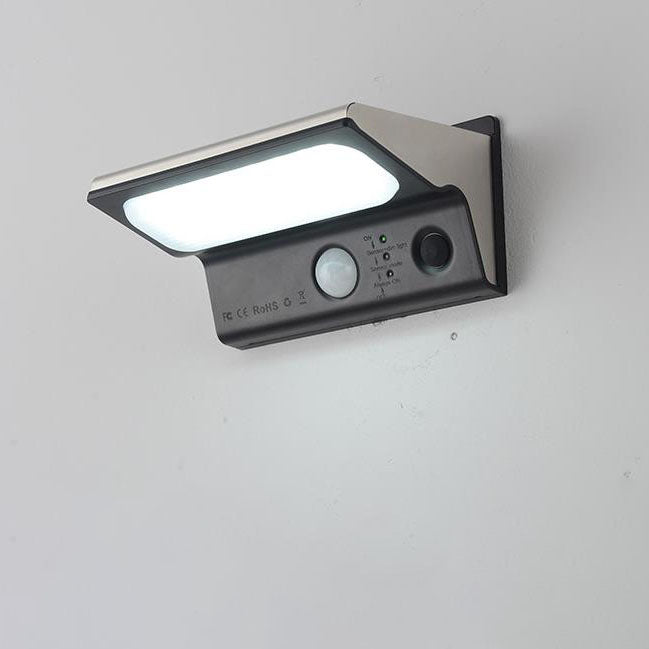 Modern Minimalist PC ABS Stainless Steel Outdoor Solar Intelligent Human Sensor Waterproof LED Wall Sconce Lamp For Outdoor