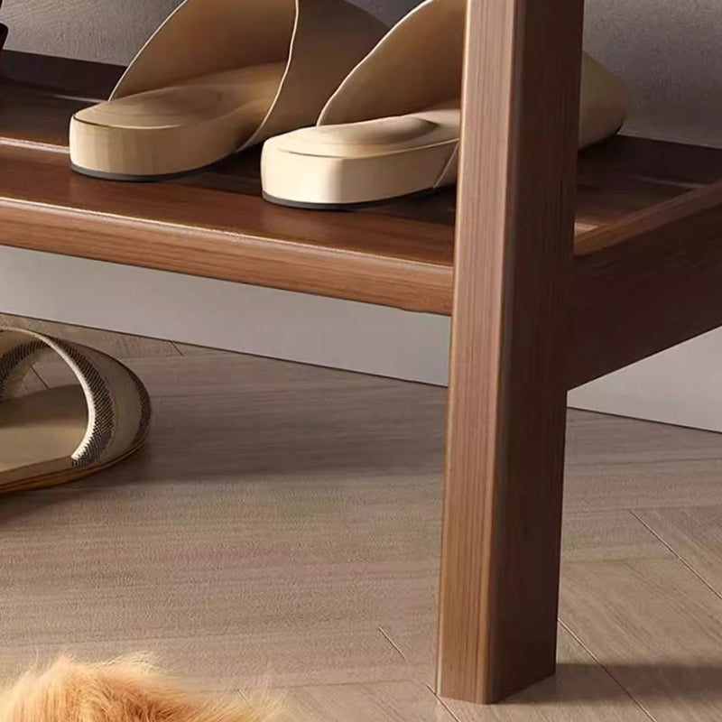 Contemporary Scandinavian Tech Fabric Pine Wood Rectangular Shoe Bench With 1 Shelf For Entryways