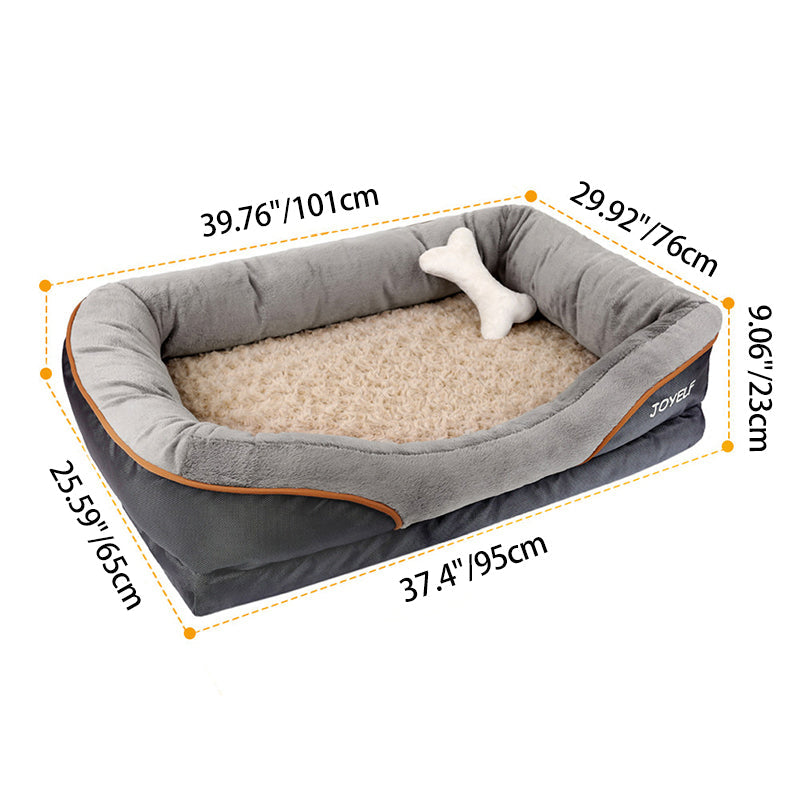 Modern Minimalist Rectangular Memory Foam Velvet Polyester Fiber Orthopedic Pet Dog Bed With Washable Cover And Non-Slip Base For Living Room