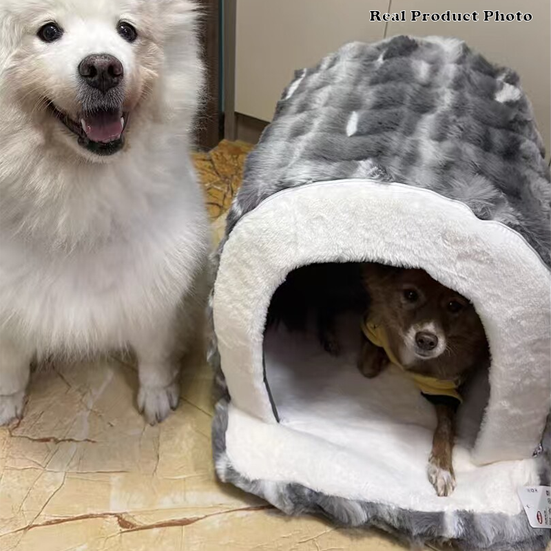 Modern Minimalist Cylindrical Velvet Latex Anti-Slip Dotted Fabric Cat Bed & Dog Bed For Bedroom