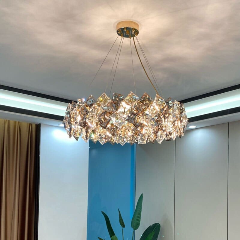 Nordic Gold LED Loft Lattice Crystal Chandelier