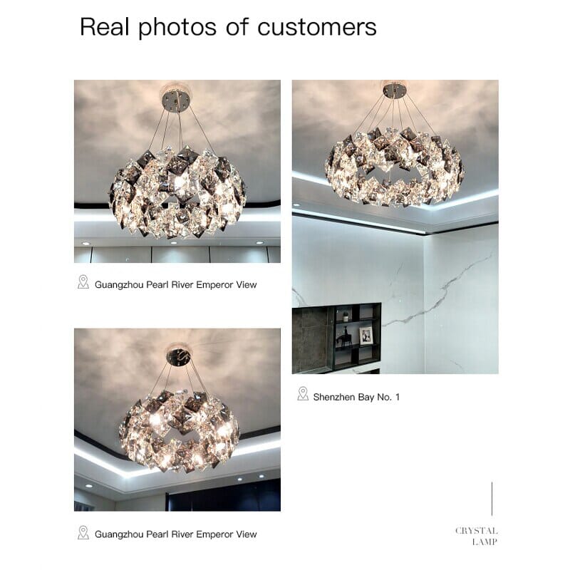 Nordic Gold LED Loft Lattice Crystal Chandelier