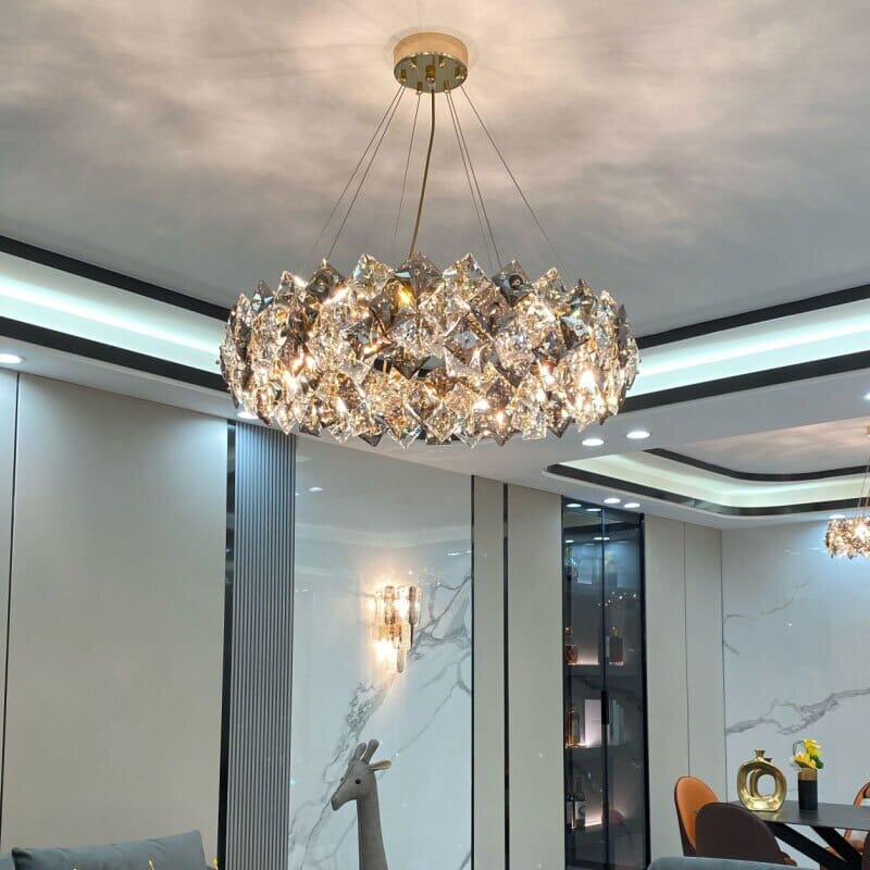 Nordic Gold LED Loft Lattice Crystal Chandelier