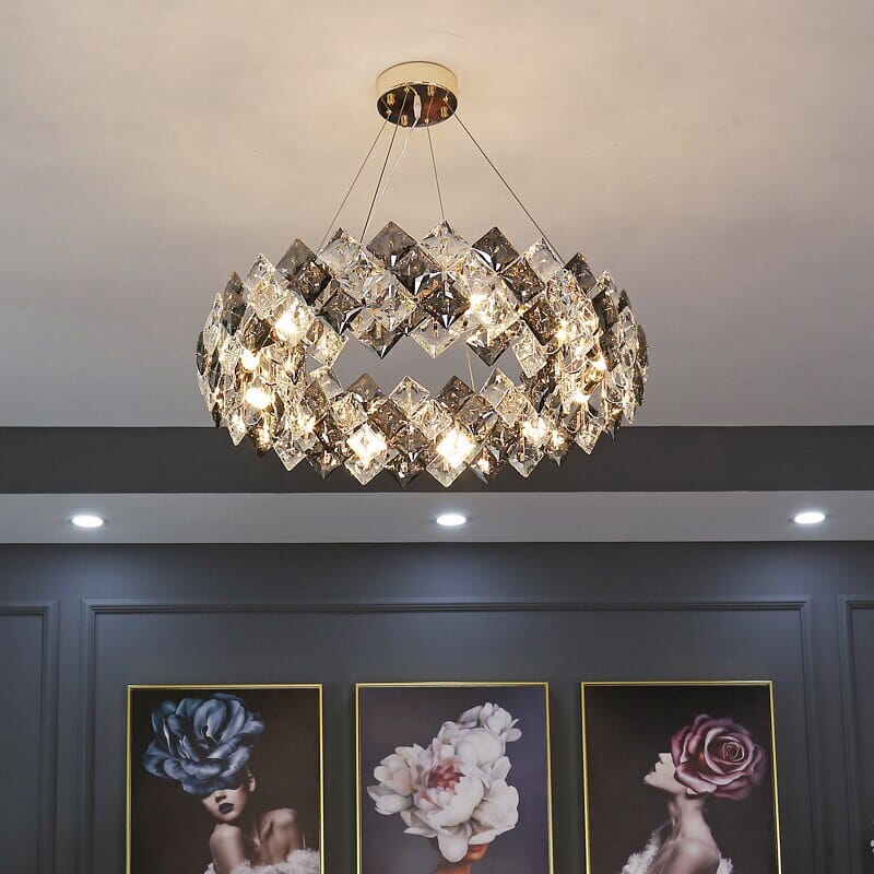 Nordic Gold LED Loft Lattice Crystal Chandelier