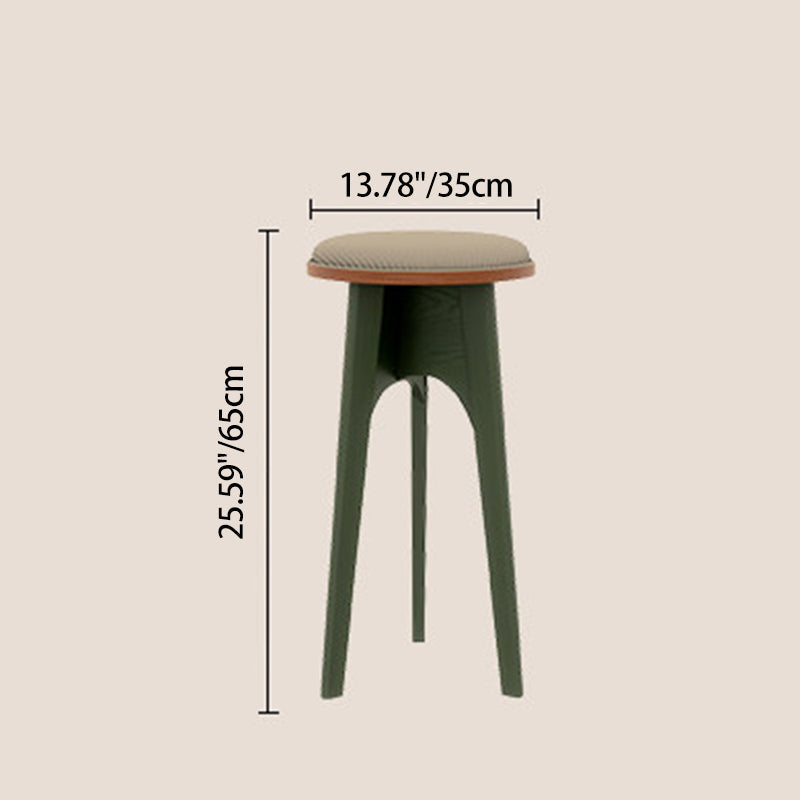Vintage French Ash Wood & Plywood Corduroy Bar Stool - Retro Upholstered Counter Stool With Artistic Natural Wood Grain