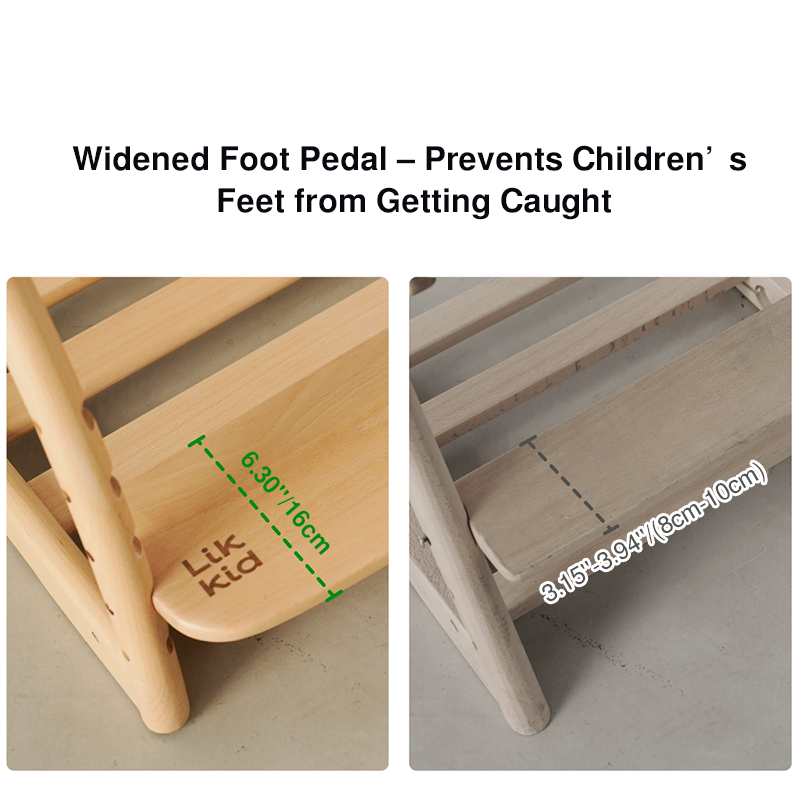 Modern Minimalist Solid Beech Wood Kids Study Chair - Adjustable Height Ergonomic Learning Chair With Footrest & Hidden Gravity Wheels