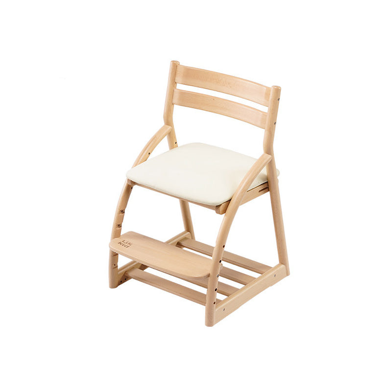 Modern Minimalist Solid Beech Wood Kids Study Chair - Adjustable Height Ergonomic Learning Chair With Footrest & Hidden Gravity Wheels