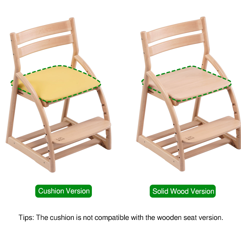 Modern Minimalist Solid Beech Wood Kids Study Chair - Adjustable Height Ergonomic Learning Chair With Footrest & Hidden Gravity Wheels