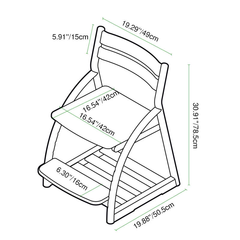 Modern Minimalist Solid Beech Wood Kids Study Chair - Adjustable Height Ergonomic Learning Chair With Footrest & Hidden Gravity Wheels