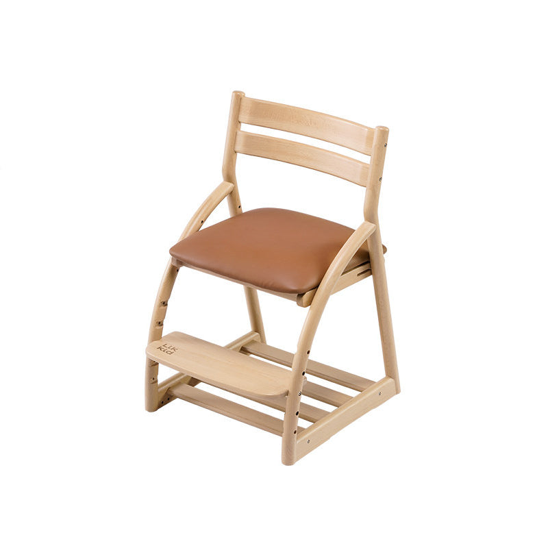 Modern Minimalist Solid Beech Wood Kids Study Chair - Adjustable Height Ergonomic Learning Chair With Footrest & Hidden Gravity Wheels