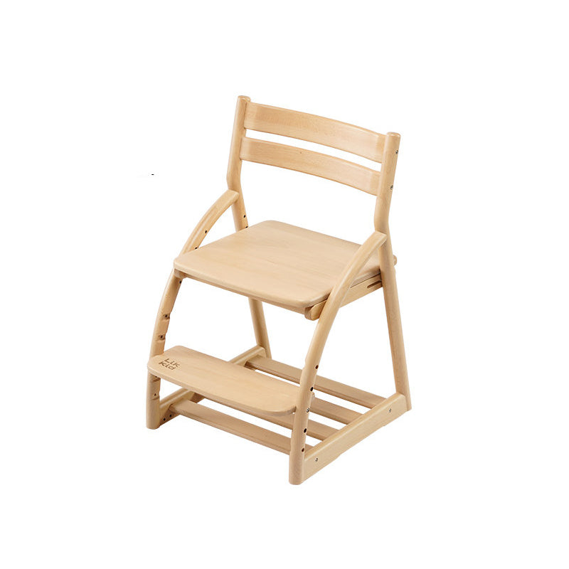 Modern Minimalist Solid Beech Wood Kids Study Chair - Adjustable Height Ergonomic Learning Chair With Footrest & Hidden Gravity Wheels