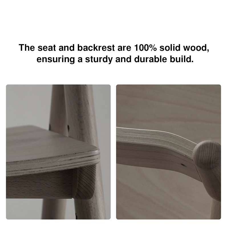 Modern Minimalist Solid Beech Wood Kids Study Chair - Adjustable Height Ergonomic Learning Chair With Footrest & Hidden Gravity Wheels