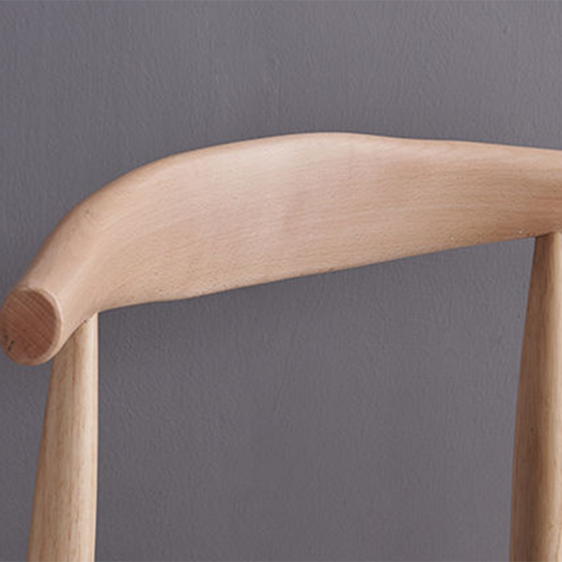 Contemporary Nordic Solid Rubberwood & Plywood Faux Leather Horn Dining Chair With Backrest For Dining Room & Living Room