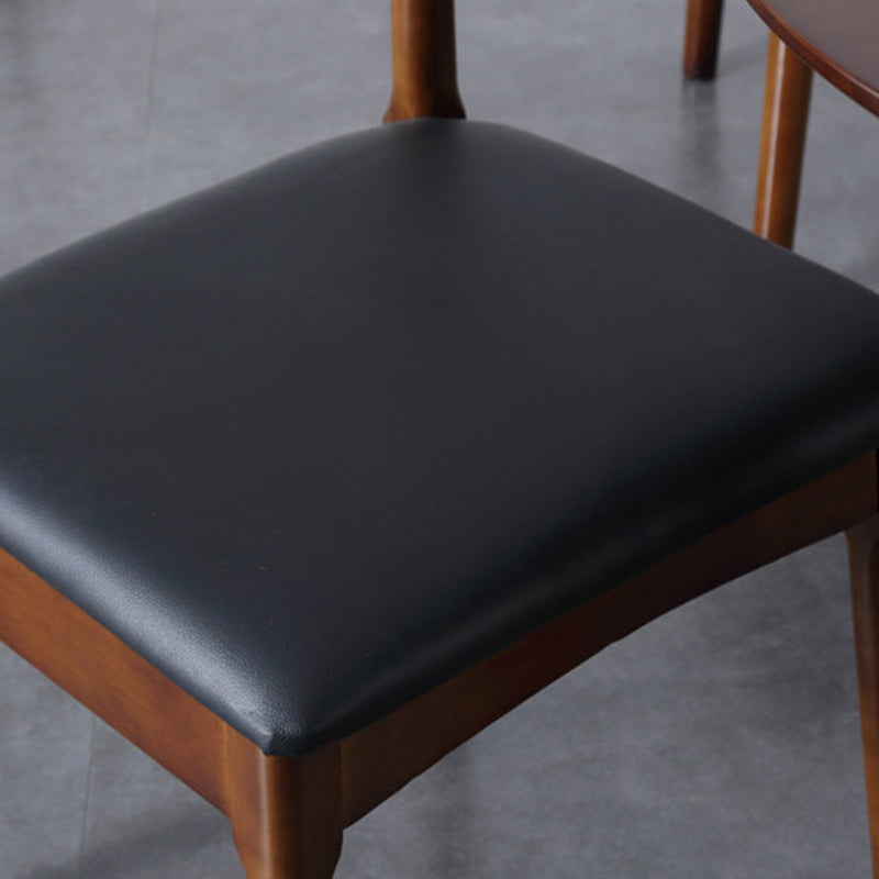 Contemporary Nordic Solid Rubberwood & Plywood Faux Leather Horn Dining Chair With Backrest For Dining Room & Living Room