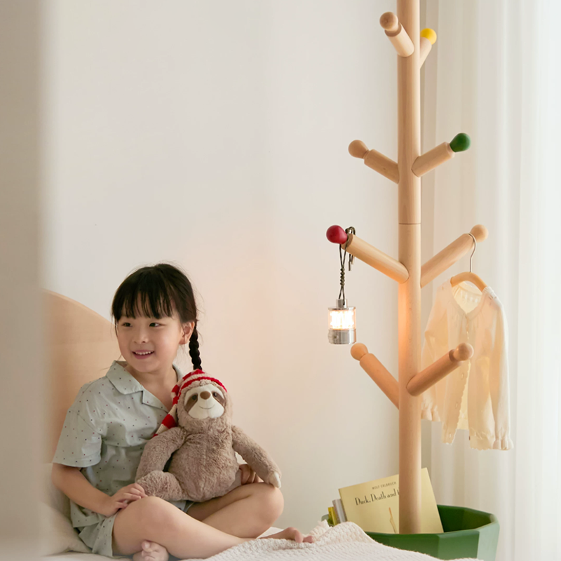 Contemporary Creative Solid Beech Wood Kids Coat Rack - Adjustable Height Children’s Floor Standing Clothes & Backpack Organizer Hall Tree For Bedroom
