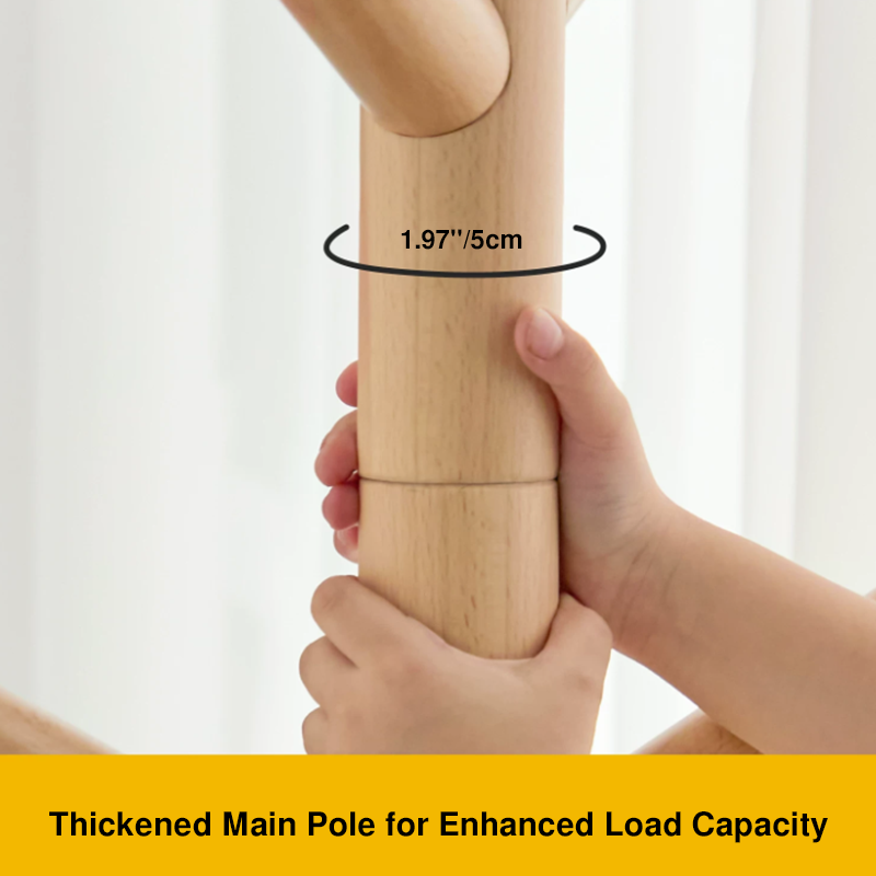Contemporary Creative Solid Beech Wood Kids Coat Rack - Adjustable Height Children’s Floor Standing Clothes & Backpack Organizer Hall Tree For Bedroom