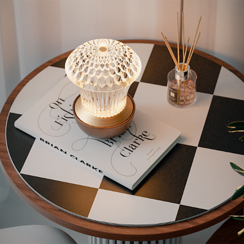Luxury Diamond Glow Aluminum Alloy Acrylic Table Lamp - Eye-Caring Soft Light USB Rechargeable Ambient Decor For Bedroom & Dining