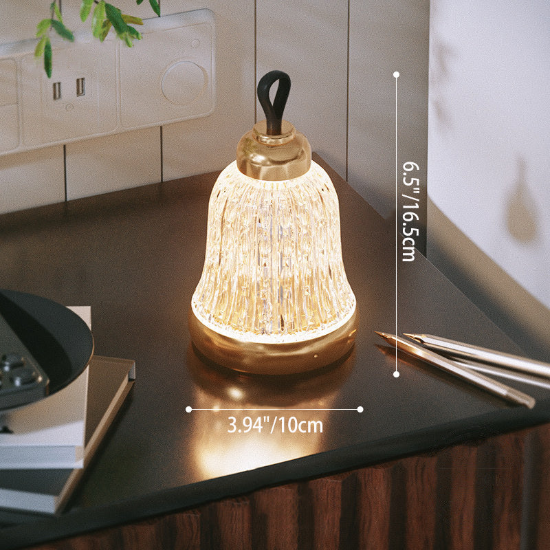 Luxury Bell Designer Table Lamp - Glass & Metal Ambient Night Light Touch Control Elegant Home Décor Gift