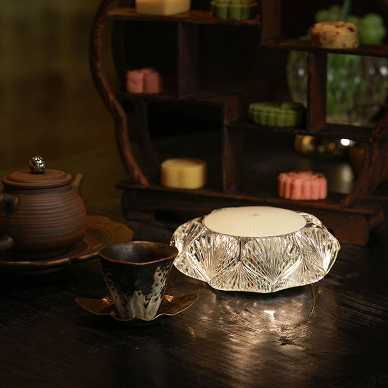 Modern Luxury Table Lamp USB Rechargeable - Glass & PC Touch Dimmable Shell-Inspired Bedside Lamp For Bedroom Tea Room Outdoor