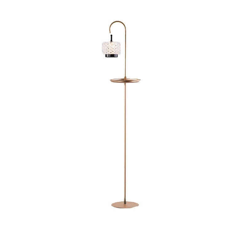 Modern Luxury Aluminum Alloy Iron Acrylic Standing Floor Lamp With Tray - Adjustable Lamp Touch Dimmable Ambient Light For Bedroom Living Room