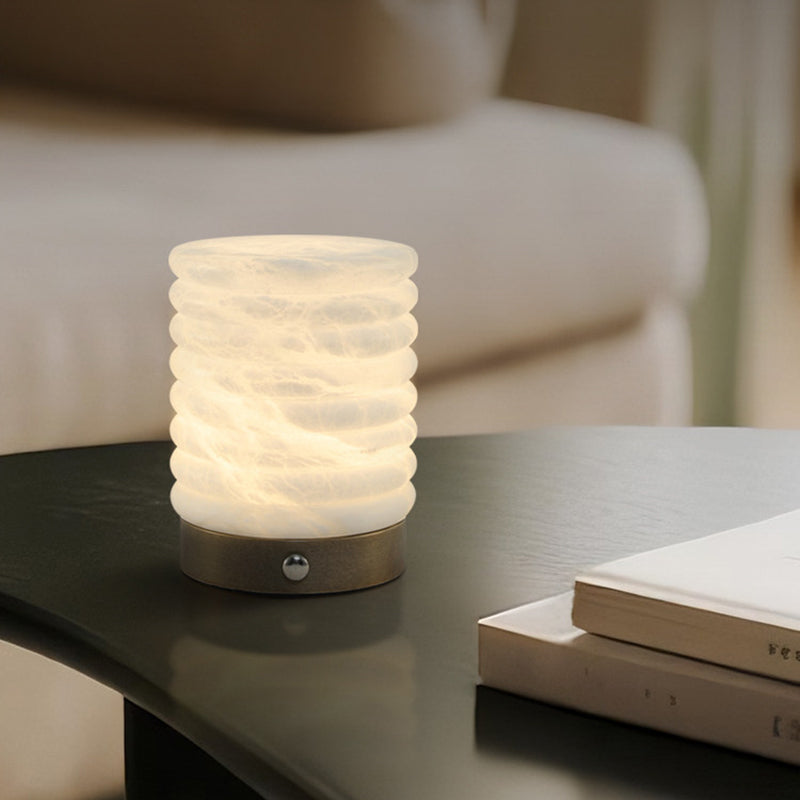 Scandinavian Natural Marble Aluminum Alloy Table Lamp USB Rechargeable - Touch Dimmable Ambient Bedside Lamp For Bedroom Living Room