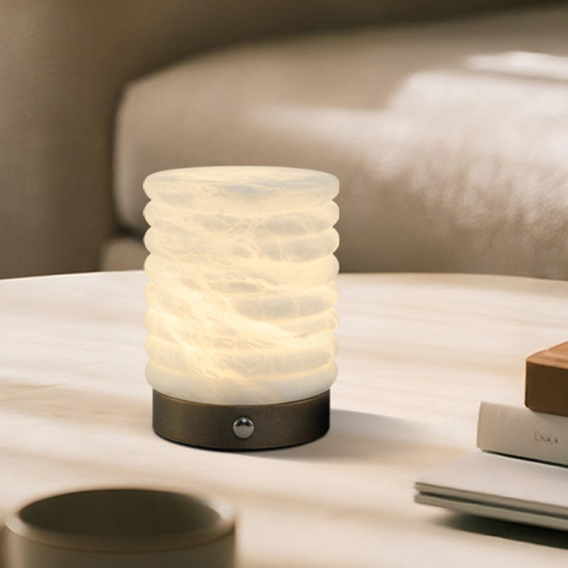 Scandinavian Natural Marble Aluminum Alloy Table Lamp USB Rechargeable - Touch Dimmable Ambient Bedside Lamp For Bedroom Living Room