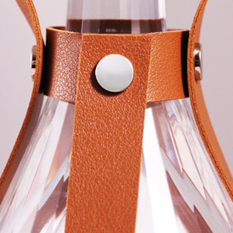 Modern Minimalist Portable Chrome Genuine Sheepskin Hardware Glass Table Lamp - Ambient Camping Light For Bedroom Dining Outdoor
