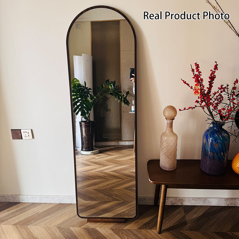 Contemporary Retro Solid Wood & MDF Glass Rectangular Full-Length Floor Mirror Freestanding & Leaning Design For Bedroom & Living Room