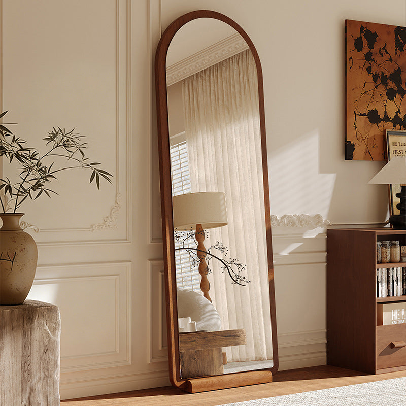 Contemporary Retro Solid Wood & MDF Glass Rectangular Full-Length Floor Mirror Freestanding & Leaning Design For Bedroom & Living Room