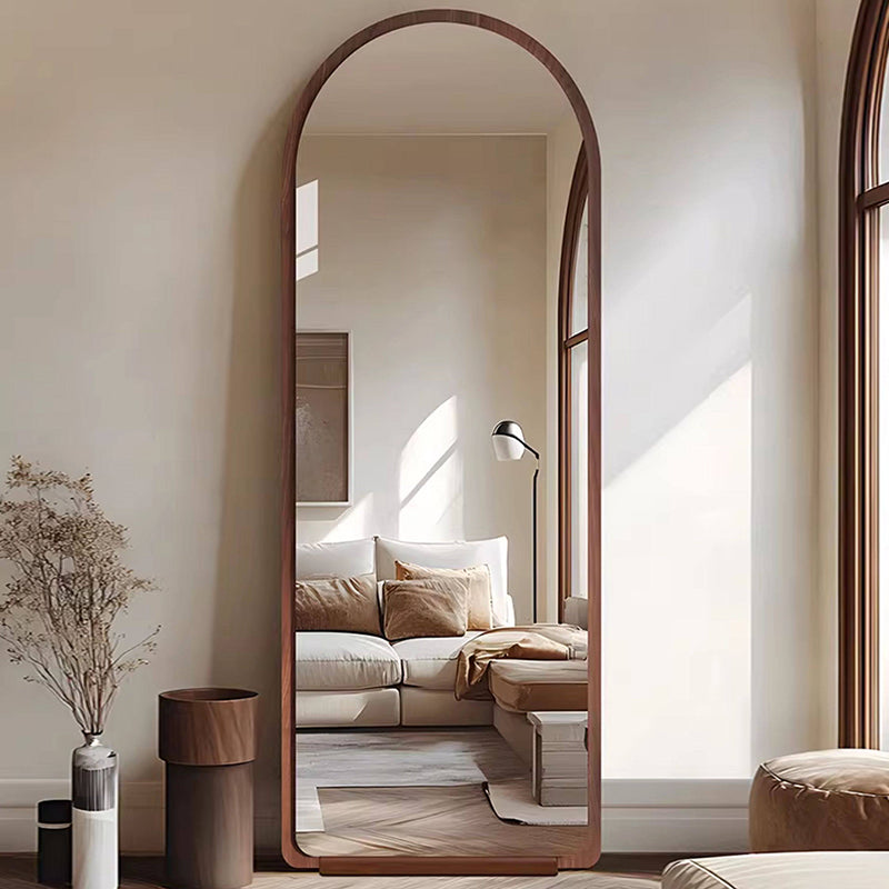 Contemporary Retro Solid Wood & MDF Glass Rectangular Full-Length Floor Mirror Freestanding & Leaning Design For Bedroom & Living Room