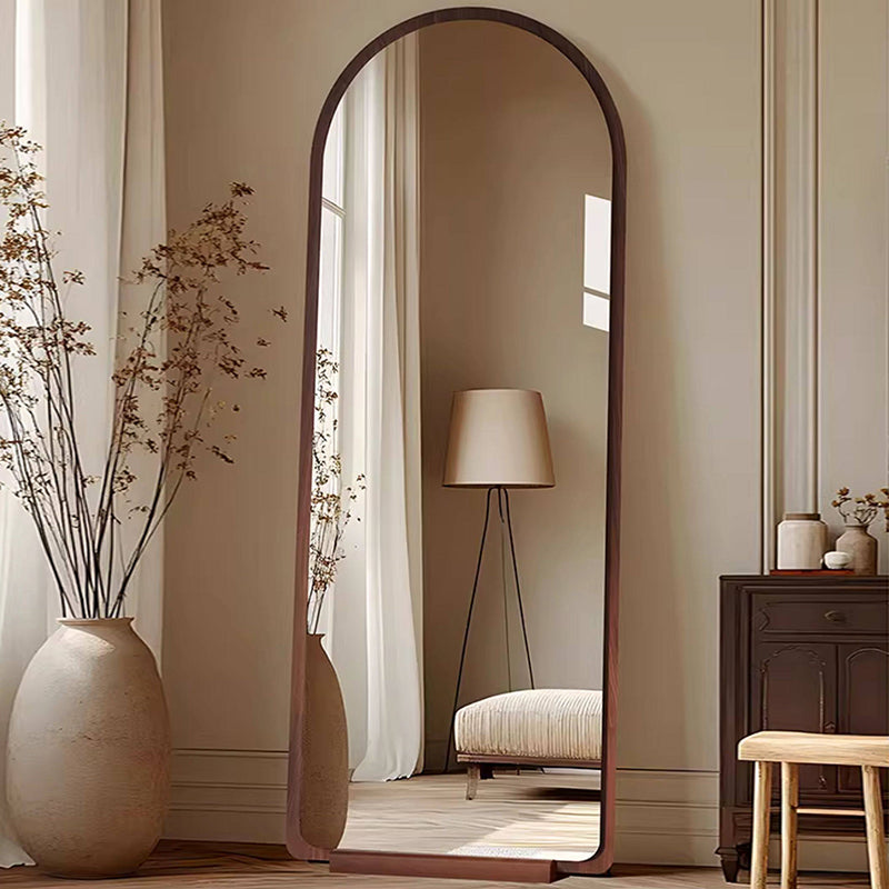 Contemporary Retro Solid Wood & MDF Glass Rectangular Full-Length Floor Mirror Freestanding & Leaning Design For Bedroom & Living Room