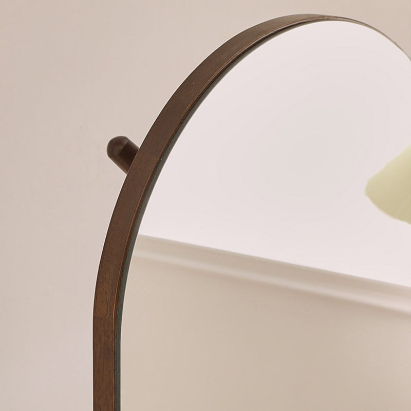 Modern Luxury Rubber Wood Marble MDF Oval Rotating Full-Length Floor Mirror For Bedroom