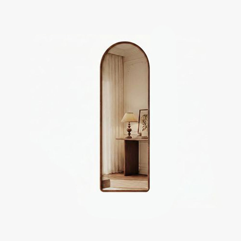 Contemporary Retro Solid Wood & Plywood Arched Leaning Full-Length Mirror For Bedroom