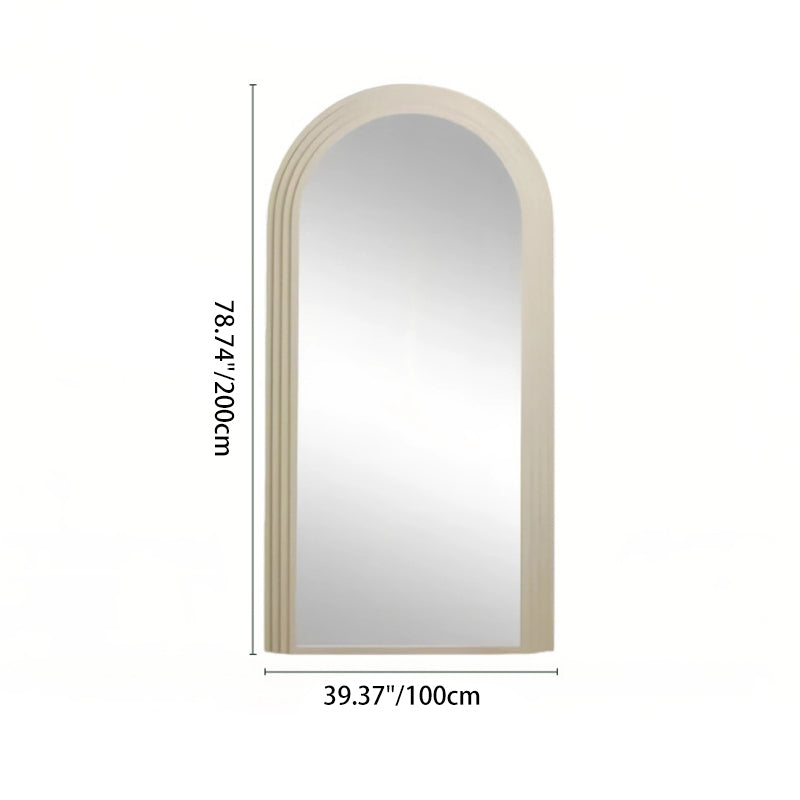 Contemporary Retro Solid Wood & MDF Arched Leaning Full-Length Mirror For Bedroom & Living Room Elegant Floor Mirror