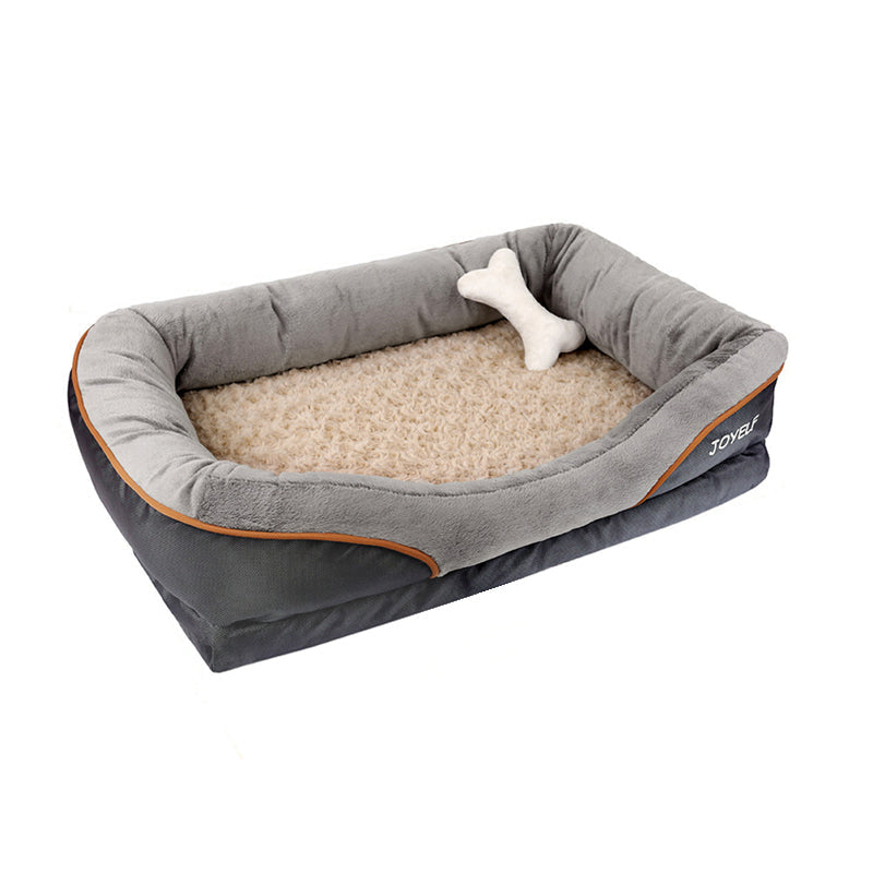 Modern Minimalist Rectangular Memory Foam Velvet Polyester Fiber Orthopedic Pet Dog Bed With Washable Cover And Non-Slip Base For Living Room