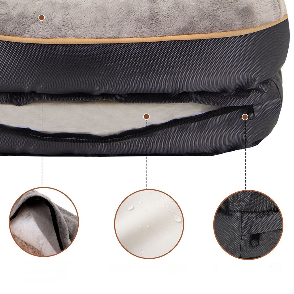 Modern Minimalist Rectangular Memory Foam Velvet Polyester Fiber Orthopedic Pet Dog Bed With Washable Cover And Non-Slip Base For Living Room