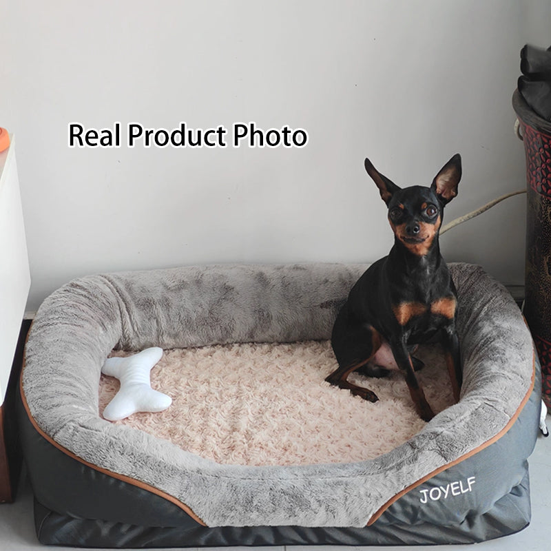 Modern Minimalist Rectangular Memory Foam Velvet Polyester Fiber Orthopedic Pet Dog Bed With Washable Cover And Non-Slip Base For Living Room