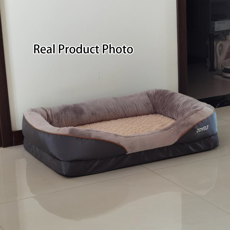 Modern Minimalist Rectangular Memory Foam Velvet Polyester Fiber Orthopedic Pet Dog Bed With Washable Cover And Non-Slip Base For Living Room