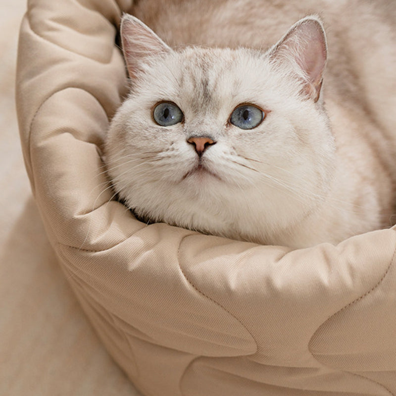 Contemporary Creative Polyester Plush Round Pet Dog Bed & Cat Ped Foldable Washable All-Season For Living Room
