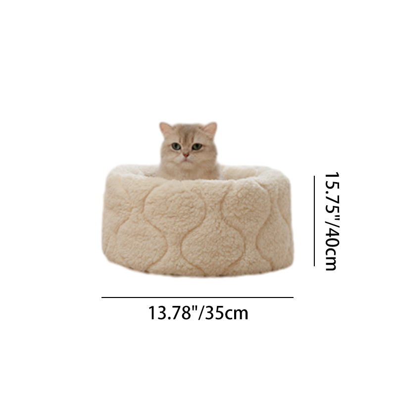 Contemporary Creative Polyester Plush Round Pet Dog Bed & Cat Ped Foldable Washable All-Season For Living Room