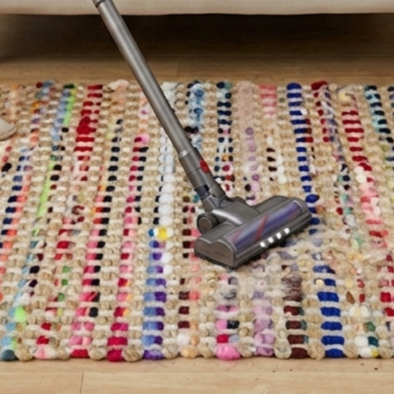 Contemporary Creative Jute Cotton Rectangular Handwoven Area Rug Reversible Durable For Living Room Bedroom Home Office
