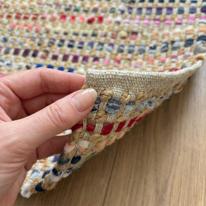 Contemporary Creative Jute Cotton Rectangular Handwoven Area Rug Reversible Durable For Living Room Bedroom Home Office