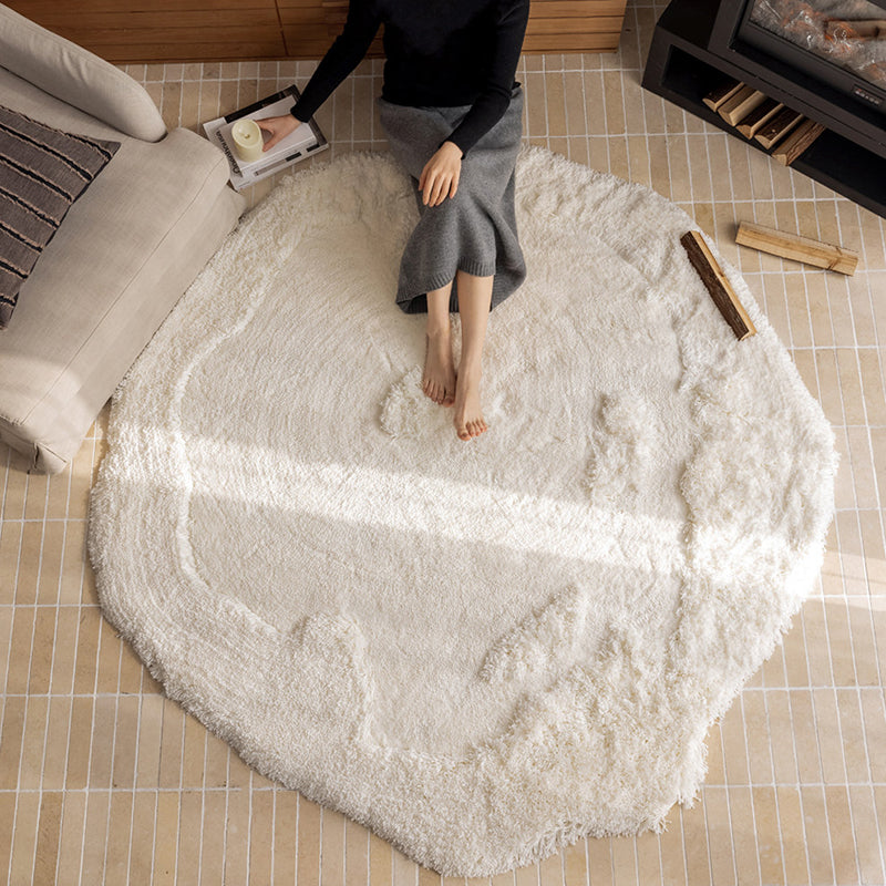 Contemporary Nordic Cotton Linen & Polyester Irregular Round Area Rug Non-Slip Plush Carpet For Living Room & Bedroom